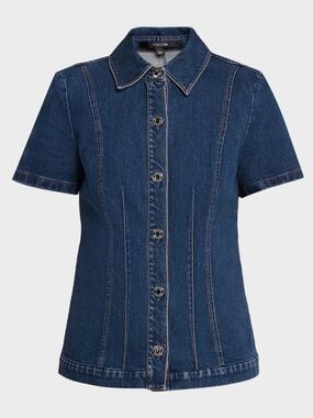 Toccin Halle Denim Short-Sleeve Top  - NWOT - Size 4